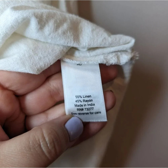 Croft & Barrow White Linen Blend 1/4 Button Down Collared Top Women 2X Plus - Picture 7 of 8